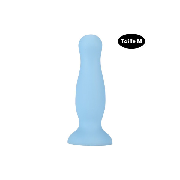 Plug anal ventouse bleu pastel taille M 